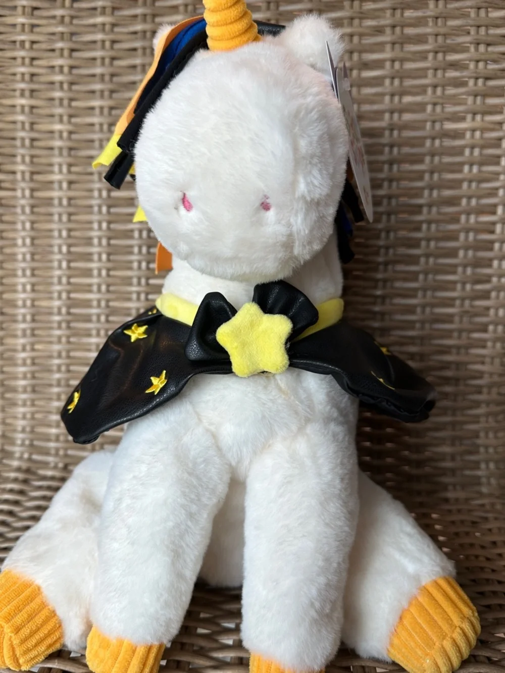 Giggle Scape White Unicorn Witch Costume Plush for Kids - Yellow & Black